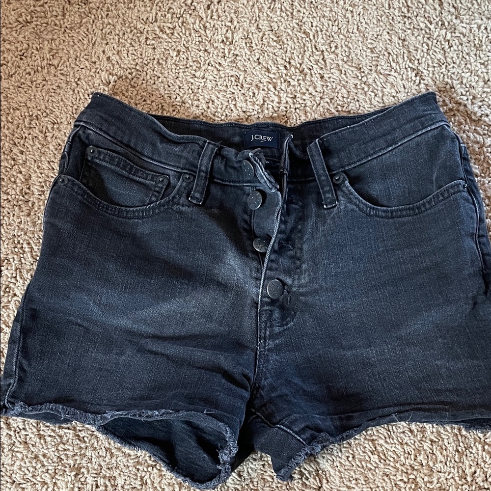 J. Crew Washed Black Button-Front Denim Shorts
